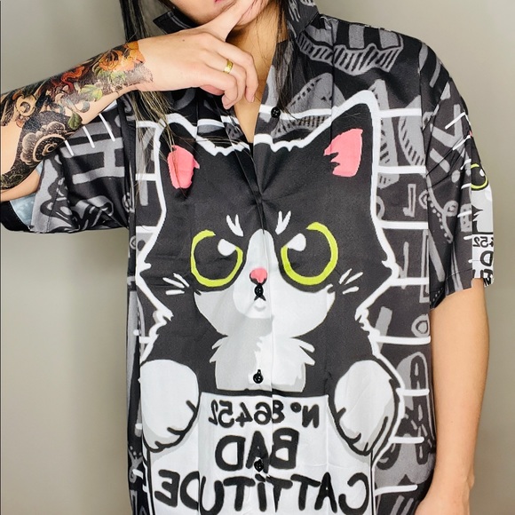 Bad Cattitude Trendy Polo Shirt - Picture 3 of 3